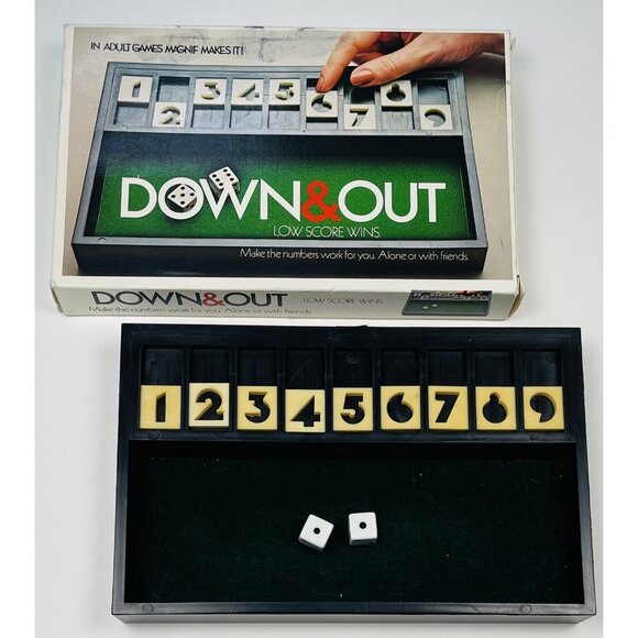 VTG 1979 MAGNIF Down & Out Low Score Wins Dice Board Game 2231 COMPLETE EUC - Picture 2 of 3